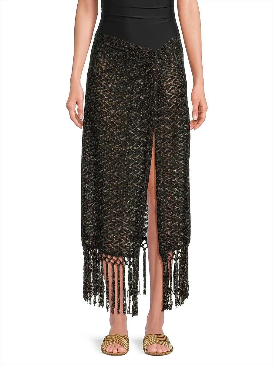 Ramy Brook Women's Gaia Zig-Zag Metallic Tassel Midi-Skirt | Thumbnail 3 Ramy Brook Women's Gaia Zig-Zag Metallic Tassel Midi-Skirt | Thumbnail 3