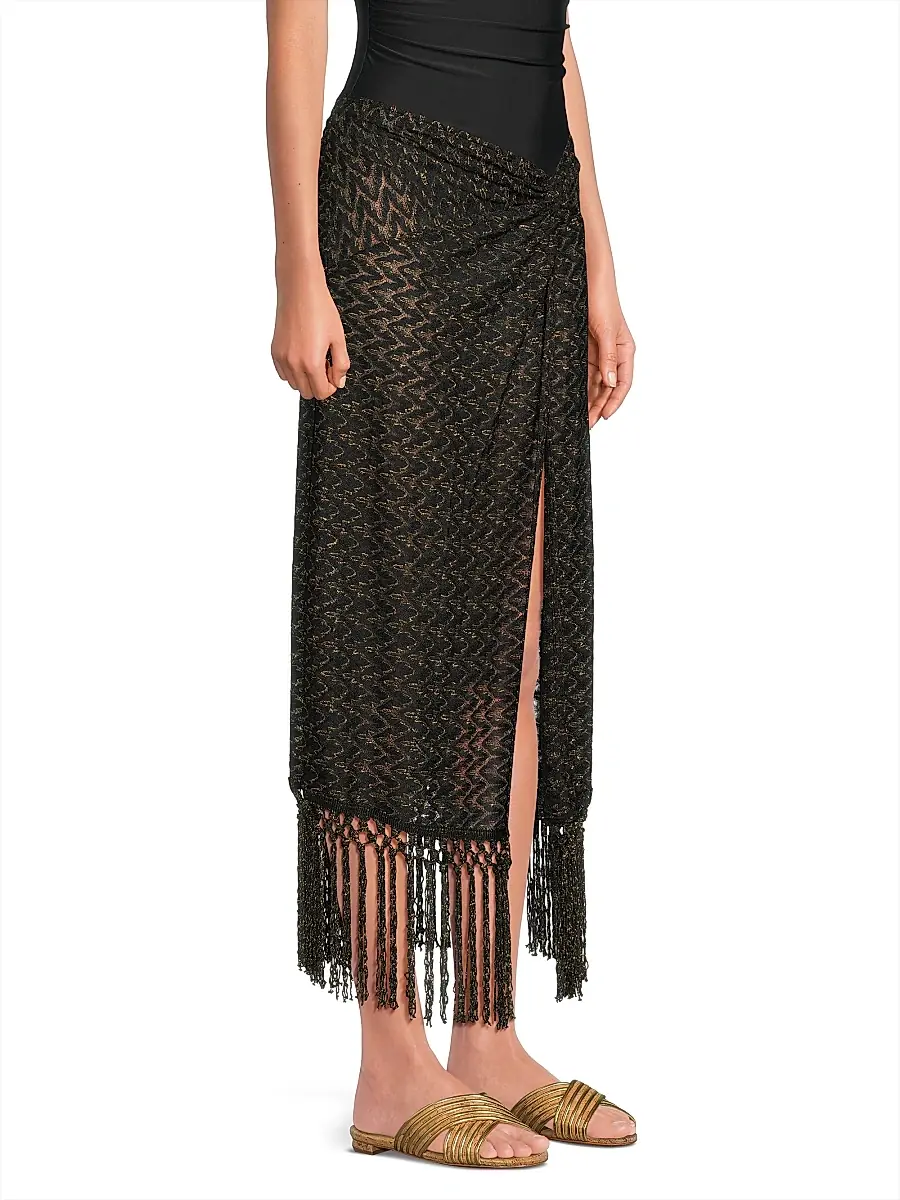 Ramy Brook Women's Gaia Zig-Zag Metallic Tassel Midi-Skirt | Thumbnail 4 Ramy Brook Women's Gaia Zig-Zag Metallic Tassel Midi-Skirt | Thumbnail 4