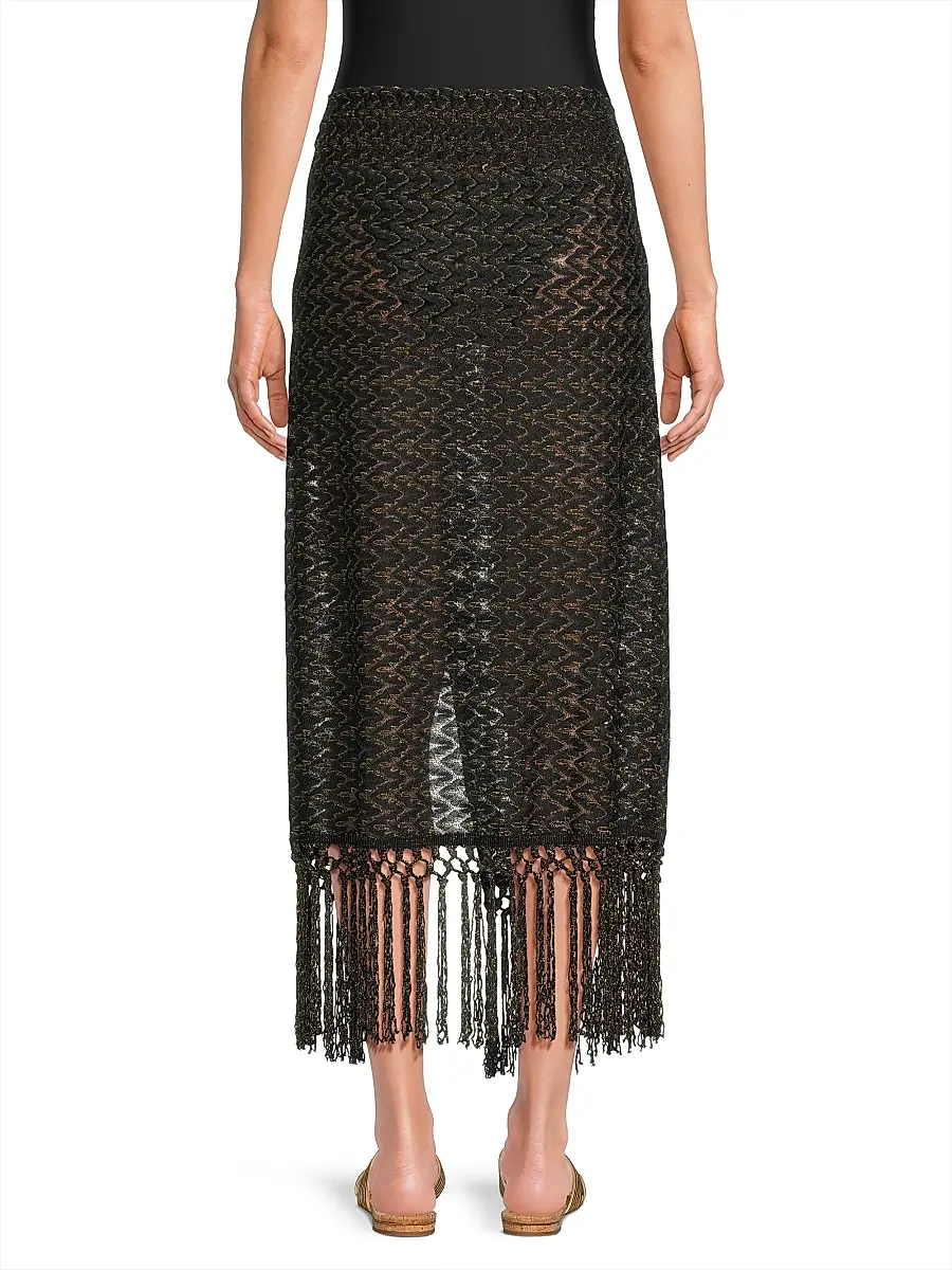 Ramy Brook Women's Gaia Zig-Zag Metallic Tassel Midi-Skirt | Thumbnail 5 Ramy Brook Women's Gaia Zig-Zag Metallic Tassel Midi-Skirt | Thumbnail 5