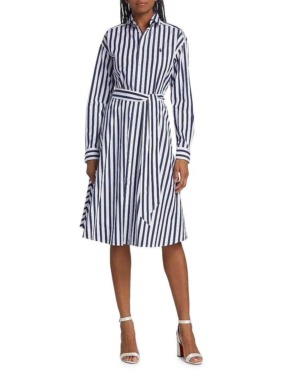 Polo Ralph Lauren Women's Ela Belted Stripe Cotton Shirtdress | Thumbnail 2 Polo Ralph Lauren Women's Ela Belted Stripe Cotton Shirtdress | Thumbnail 2
