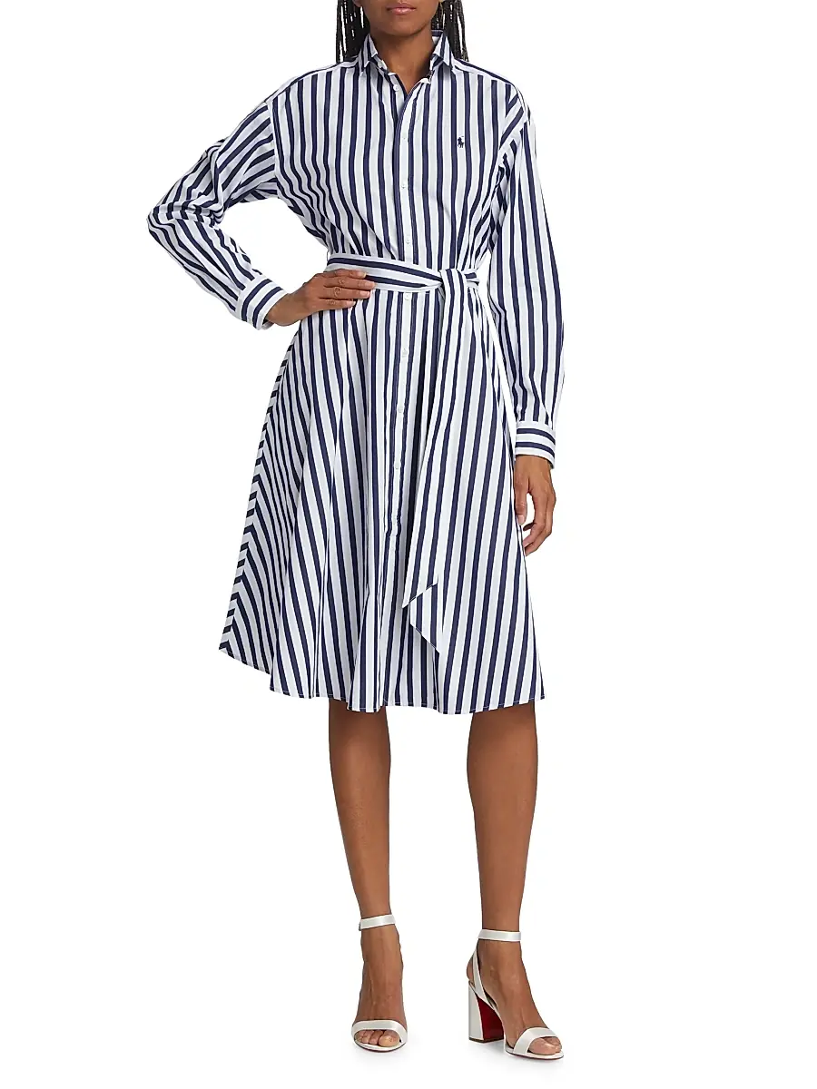 Polo Ralph Lauren Women's Ela Belted Stripe Cotton Shirtdress | Thumbnail 3 Polo Ralph Lauren Women's Ela Belted Stripe Cotton Shirtdress | Thumbnail 3