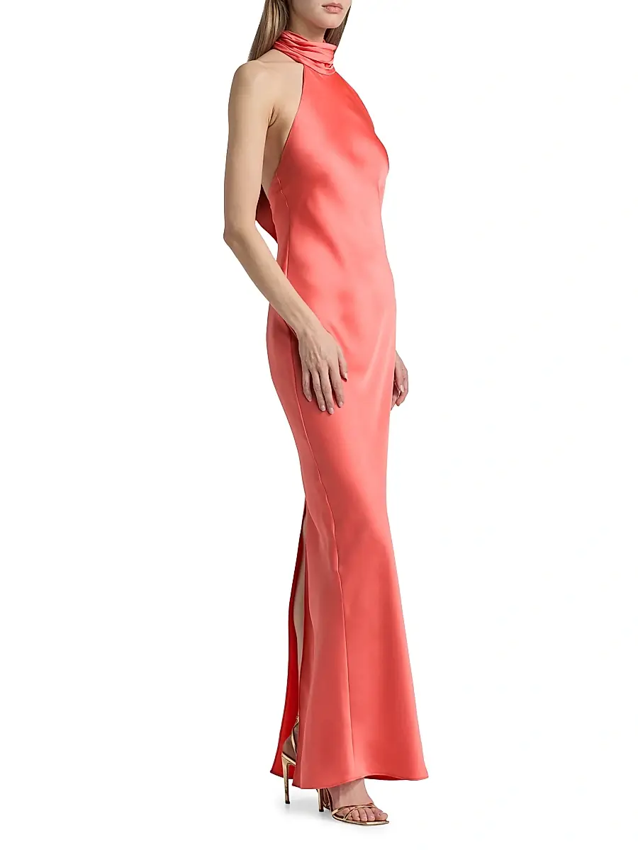 Ramy Brook Women's Tatiana High-Neck Satin Gown | Thumbnail 2 Ramy Brook Women's Tatiana High-Neck Satin Gown | Thumbnail 2