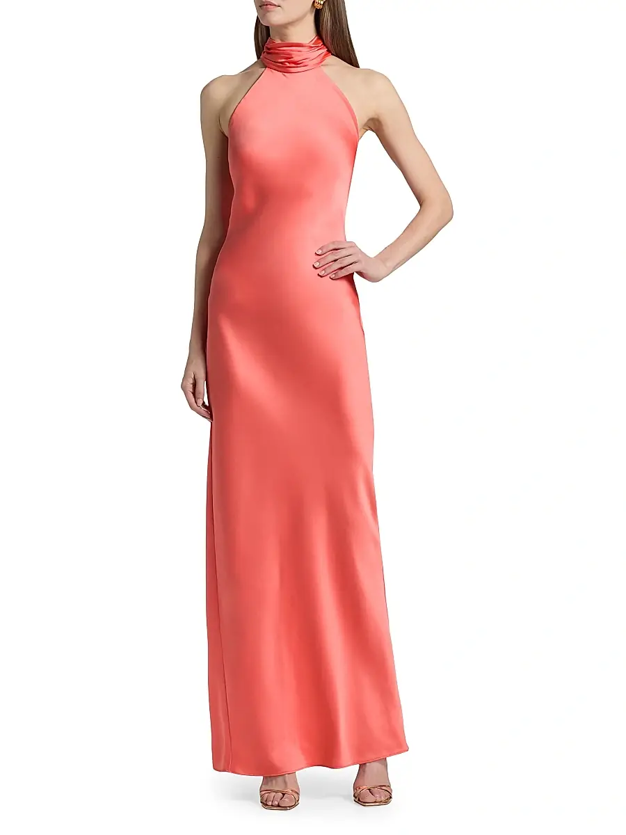 Ramy Brook Women's Tatiana High-Neck Satin Gown | Thumbnail 3 Ramy Brook Women's Tatiana High-Neck Satin Gown | Thumbnail 3