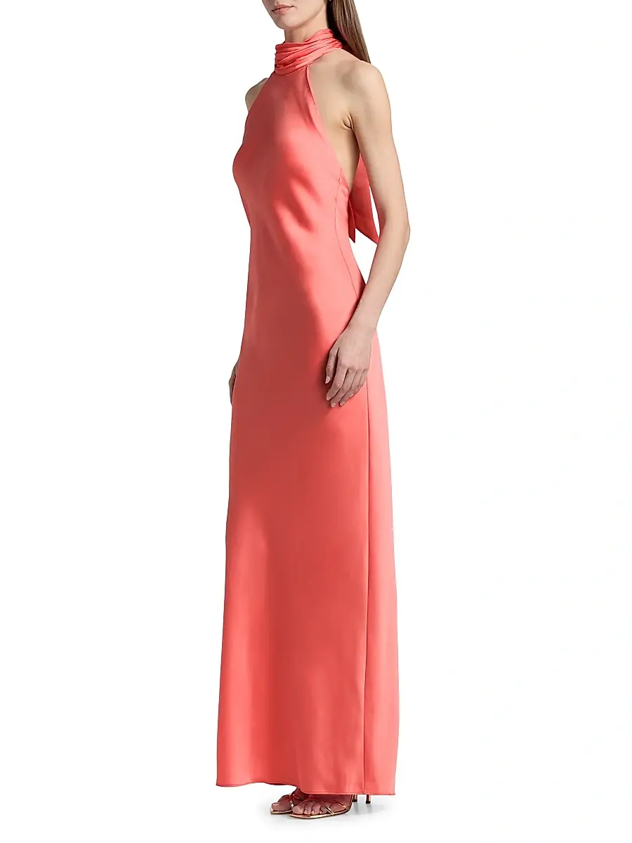 Ramy Brook Women's Tatiana High-Neck Satin Gown | Thumbnail 4 Ramy Brook Women's Tatiana High-Neck Satin Gown | Thumbnail 4