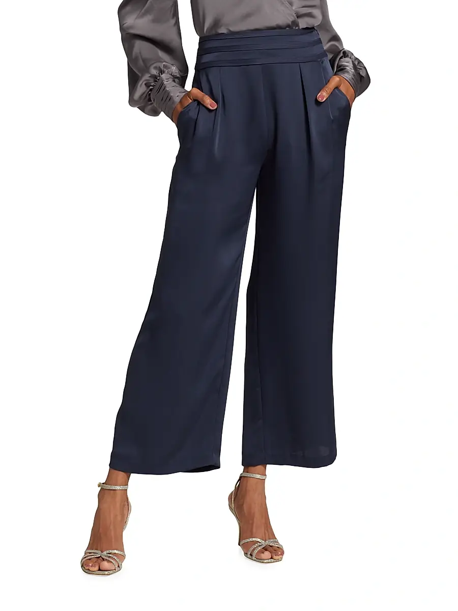 Ramy Brook Women's Joss Cropped Wide-Leg Satin Pants | Thumbnail 3