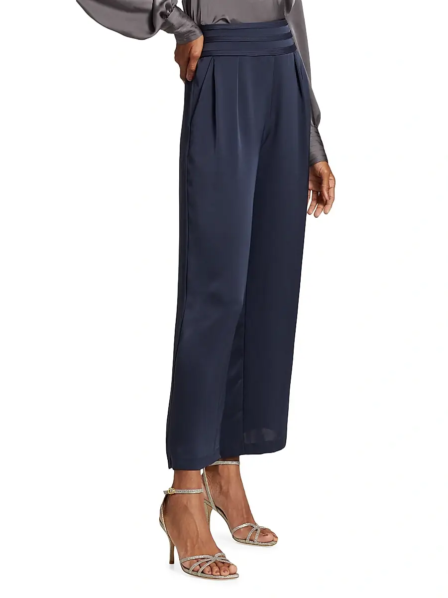 Ramy Brook Women's Joss Cropped Wide-Leg Satin Pants | Thumbnail 4