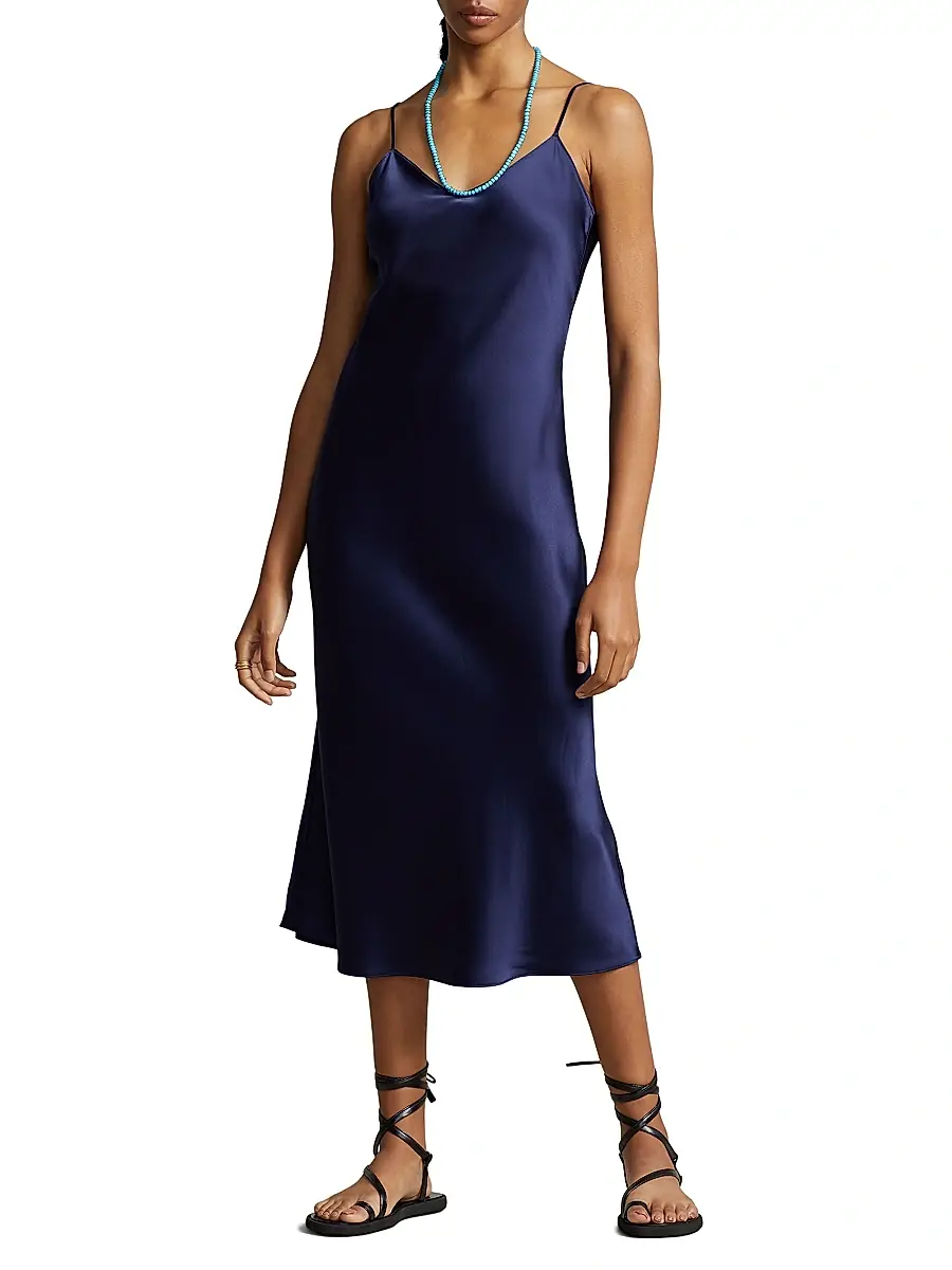 Polo Ralph Lauren Women's Sleeveless Silk Midi-Dress | Thumbnail 2 Polo Ralph Lauren Women's Sleeveless Silk Midi-Dress | Thumbnail 2