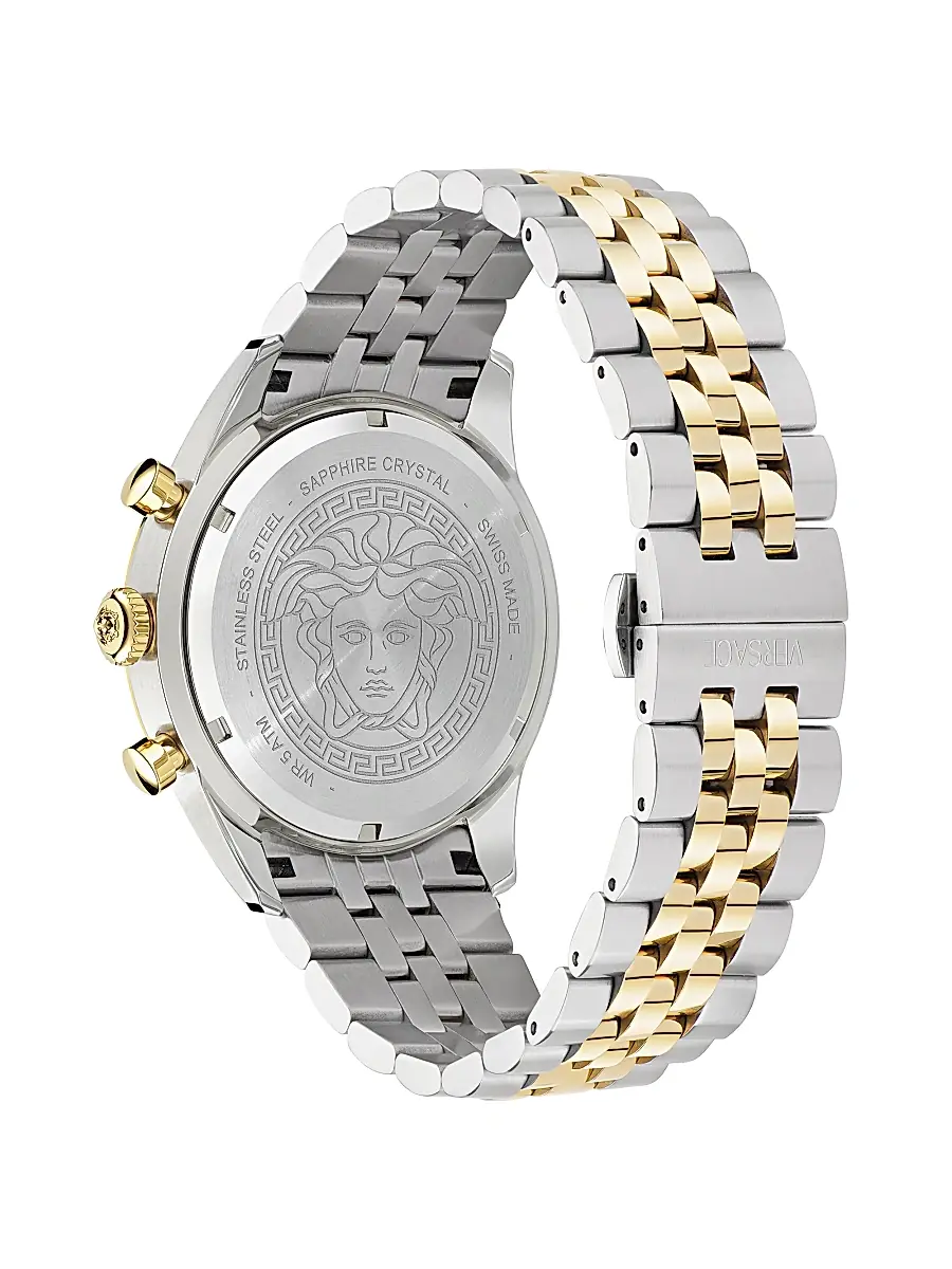 Versace Men's Chrono Master Stainless Steel Bracelet Watch/44MM - Two Tone Green | Thumbnail 4 Versace Men's Chrono Master Stainless Steel Bracelet Watch/44MM - Two Tone Green | Thumbnail 4