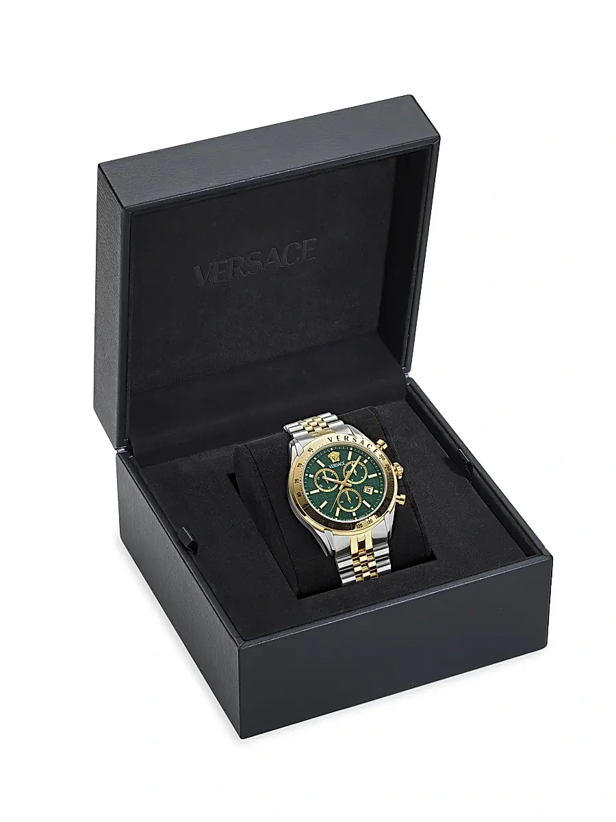 Versace Men's Chrono Master Stainless Steel Bracelet Watch/44MM - Two Tone Green | Thumbnail 5 Versace Men's Chrono Master Stainless Steel Bracelet Watch/44MM - Two Tone Green | Thumbnail 5
