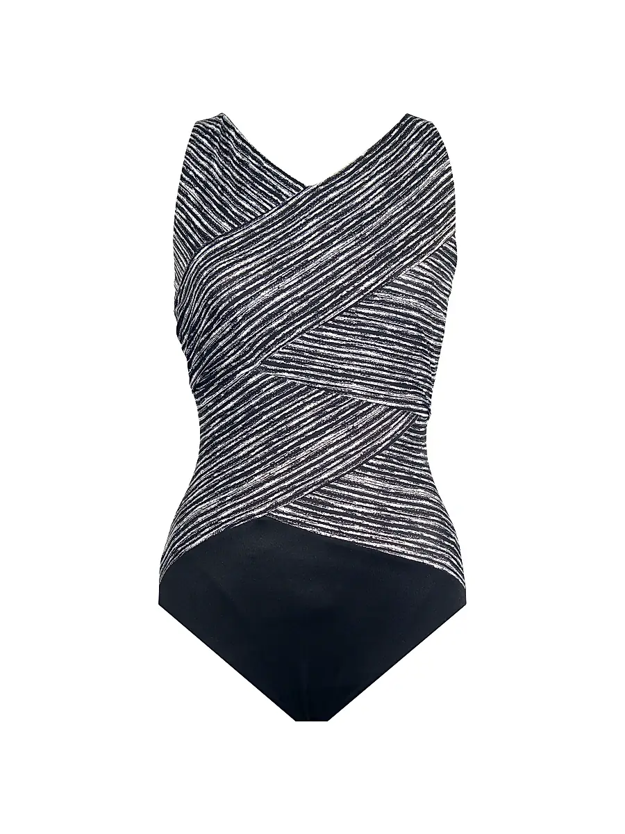 Miraclesuit Swim Women's Selenite Brio One-Piece Swimsuit - Black White | Image 1 Miraclesuit Swim Women's Selenite Brio One-Piece Swimsuit - Black White | Image 1