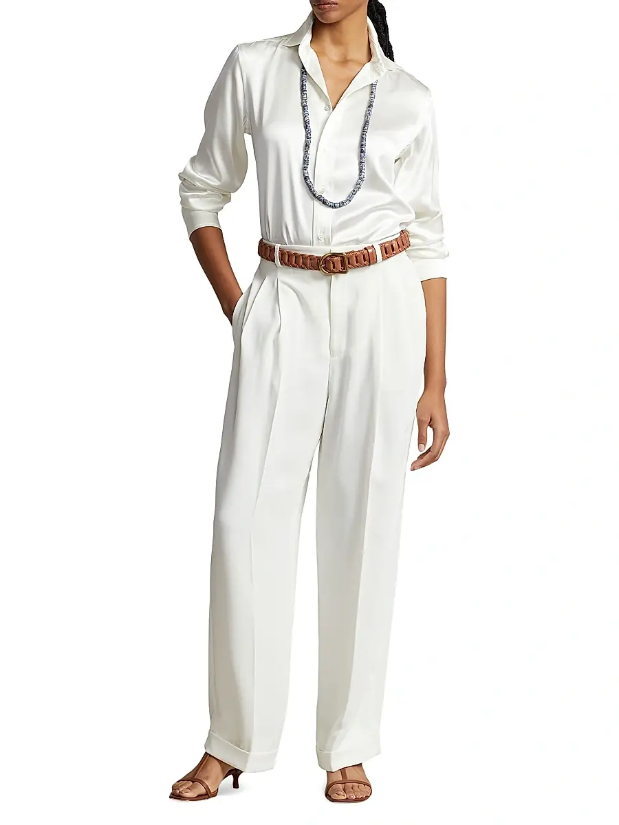 Polo Ralph Lauren Women's Silk Classic-Fit Shirt | Thumbnail 2 Polo Ralph Lauren Women's Silk Classic-Fit Shirt | Thumbnail 2