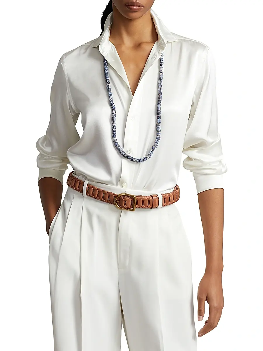 Polo Ralph Lauren Women's Silk Classic-Fit Shirt | Thumbnail 3 Polo Ralph Lauren Women's Silk Classic-Fit Shirt | Thumbnail 3