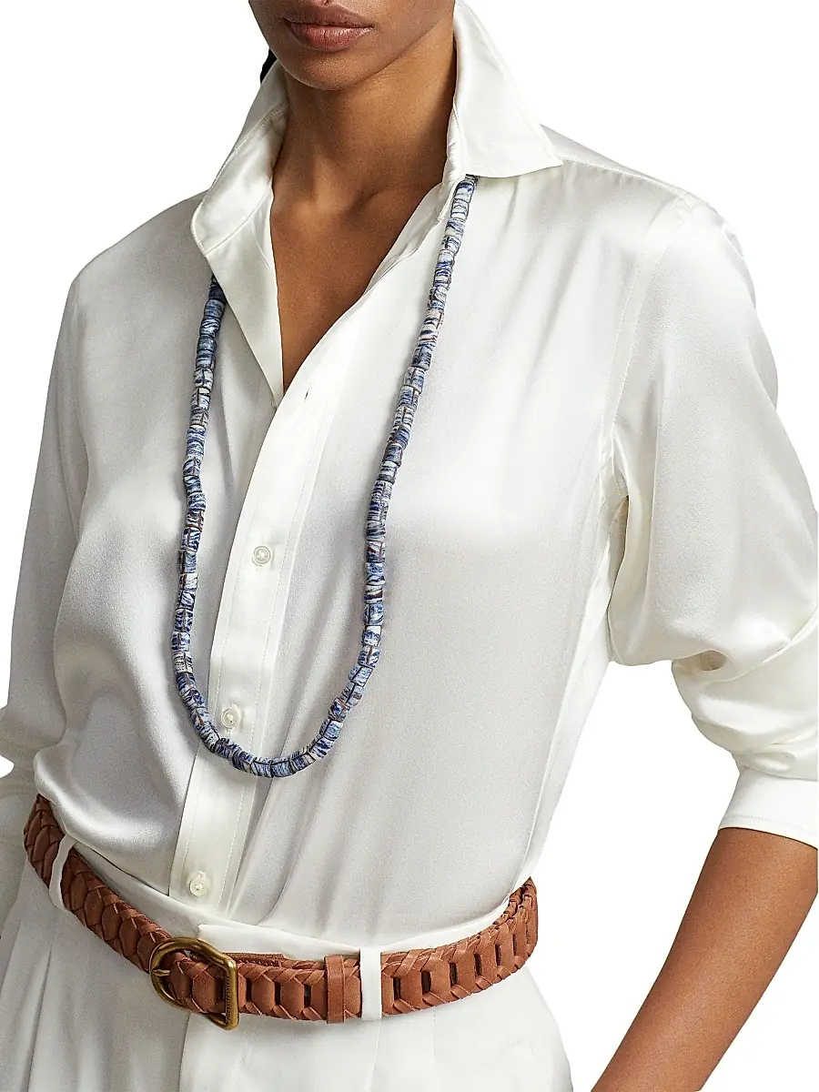 Polo Ralph Lauren Women's Silk Classic-Fit Shirt | Thumbnail 5 Polo Ralph Lauren Women's Silk Classic-Fit Shirt | Thumbnail 5