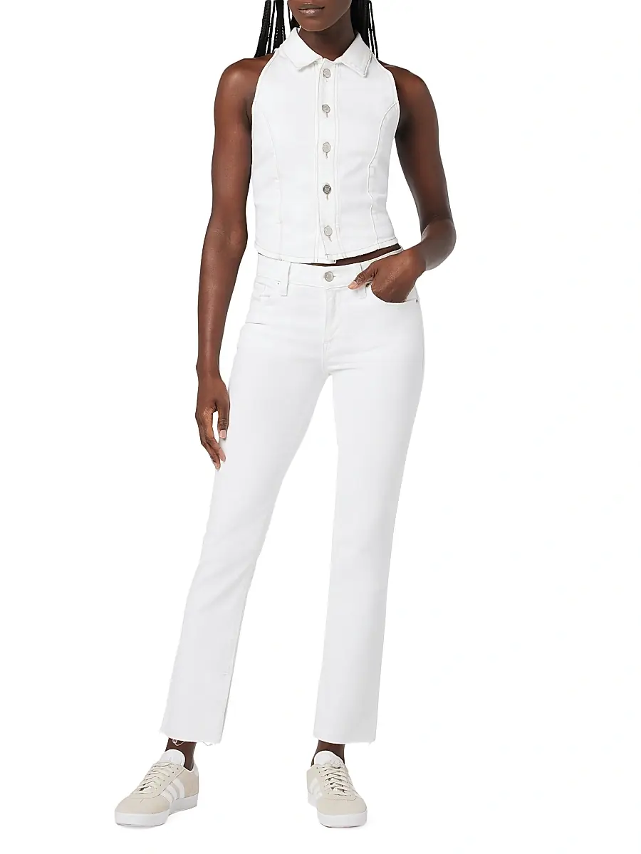 Hudson Jeans Women's Nico Mid-Rise Slit Straight Ankle Jeans - Spring White | Thumbnail 2 Hudson Jeans Women's Nico Mid-Rise Slit Straight Ankle Jeans - Spring White | Thumbnail 2