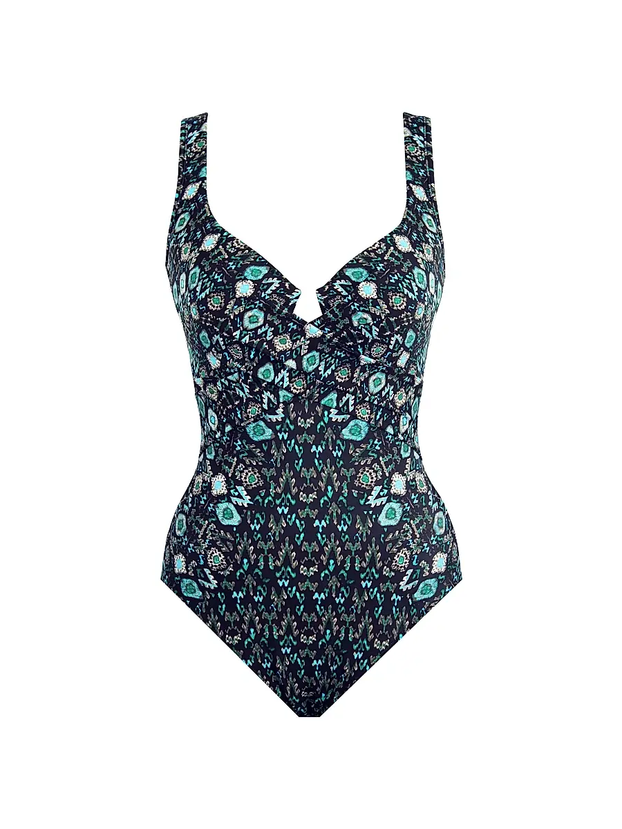 Miraclesuit Swim Women's Bijoux Criss-Cross Escape One-Piece Swimsuit - Black Multi | Image 1 Miraclesuit Swim Women's Bijoux Criss-Cross Escape One-Piece Swimsuit - Black Multi | Image 1