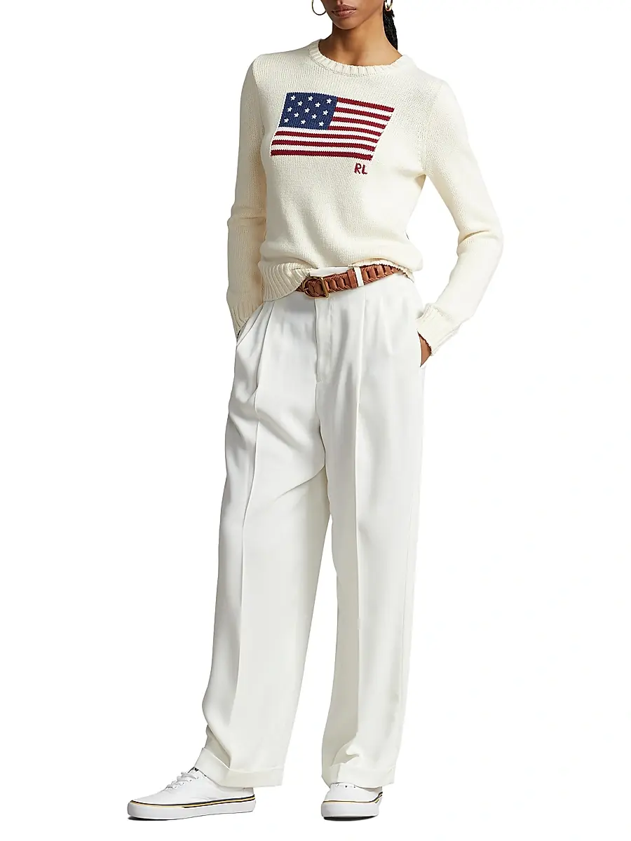 Polo Ralph Lauren Women's Flag Cotton Crewneck Sweater | Thumbnail 2 Polo Ralph Lauren Women's Flag Cotton Crewneck Sweater | Thumbnail 2