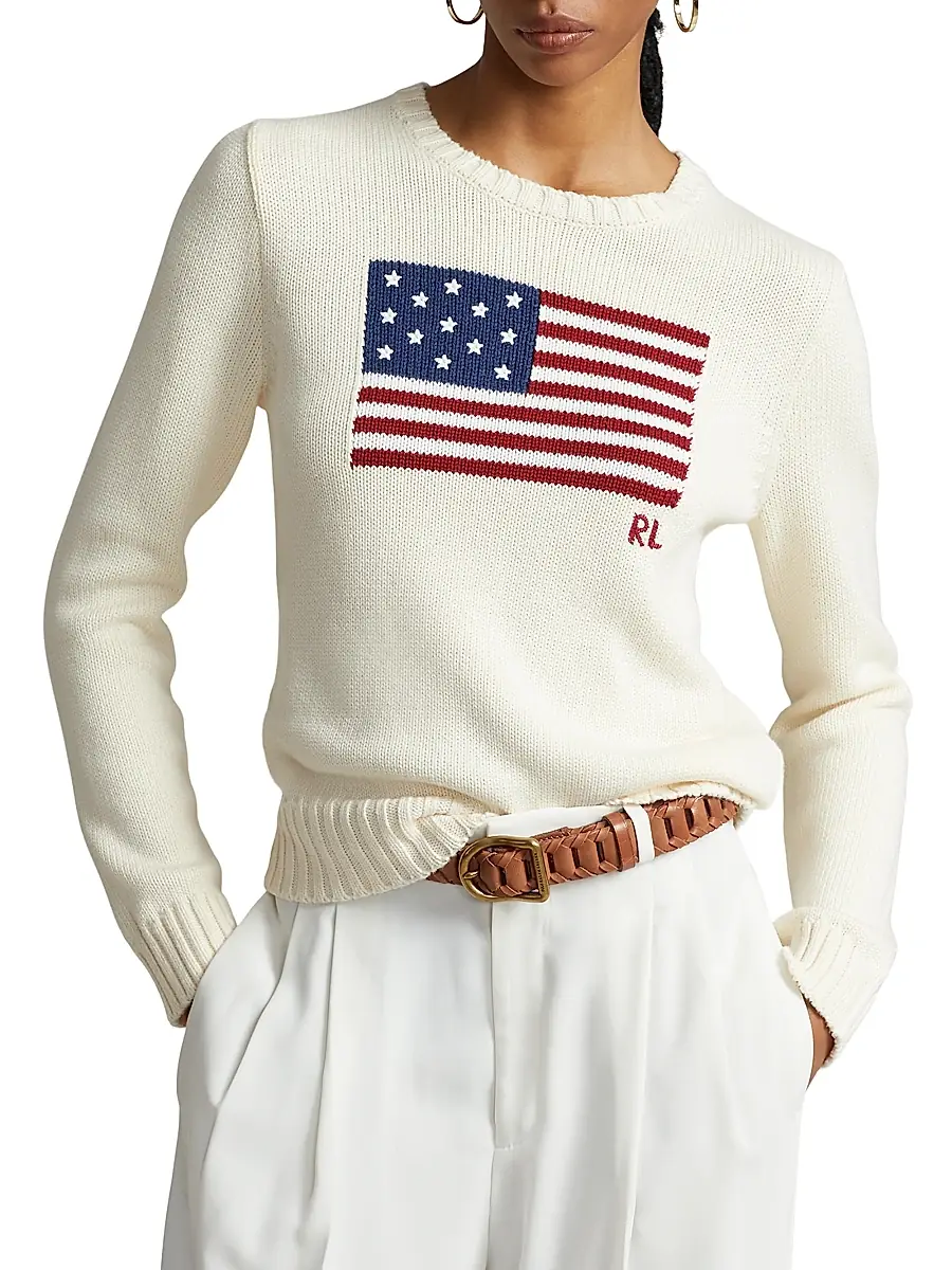 Polo Ralph Lauren Women's Flag Cotton Crewneck Sweater | Thumbnail 3 Polo Ralph Lauren Women's Flag Cotton Crewneck Sweater | Thumbnail 3