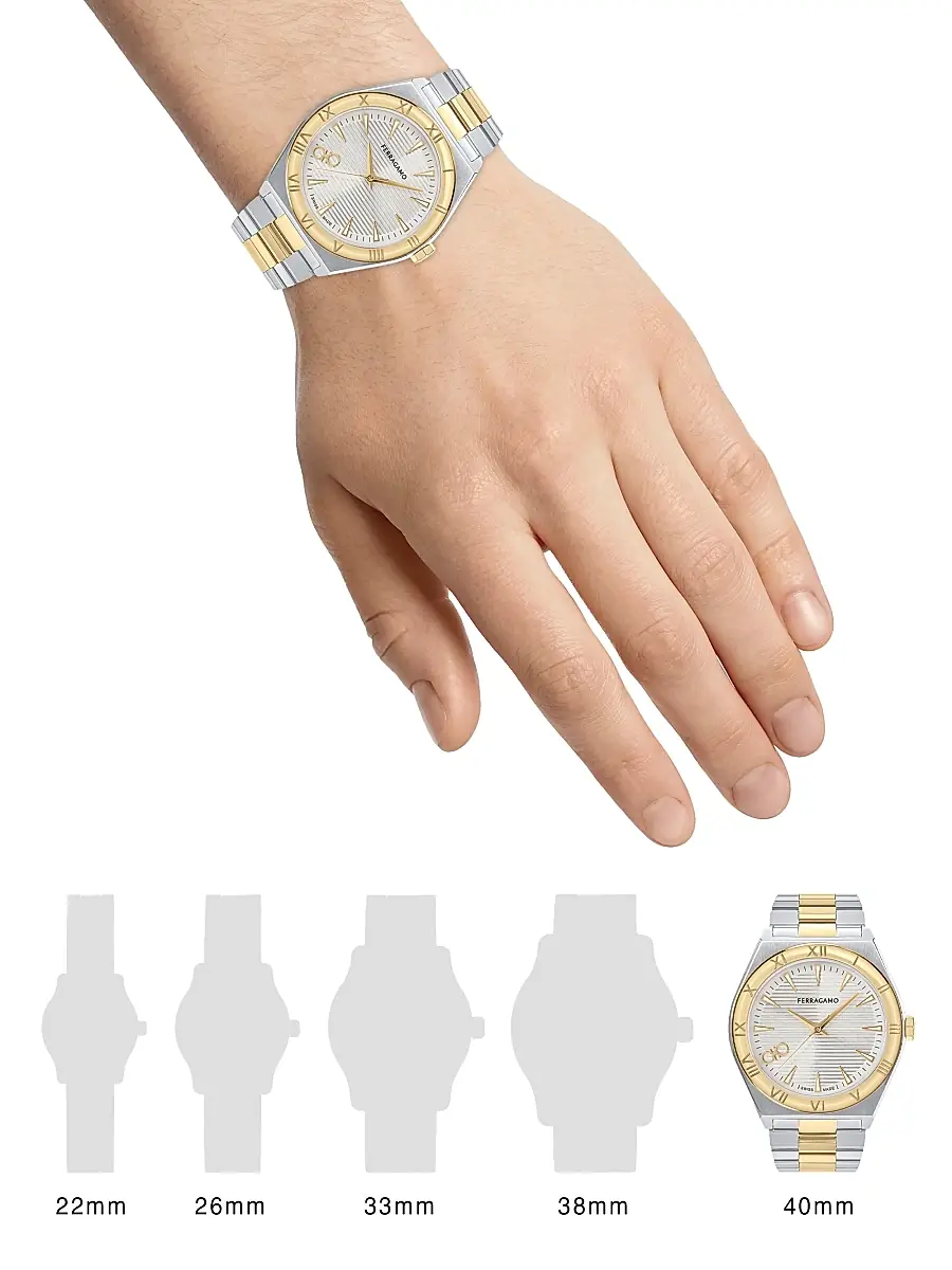 FERRAGAMO Men's Vega Upper East IP Yellow Gold & Stainless Steel Bracelet Watch/40MM - Two Tone | Thumbnail 2 FERRAGAMO Men's Vega Upper East IP Yellow Gold & Stainless Steel Bracelet Watch/40MM - Two Tone | Thumbnail 2