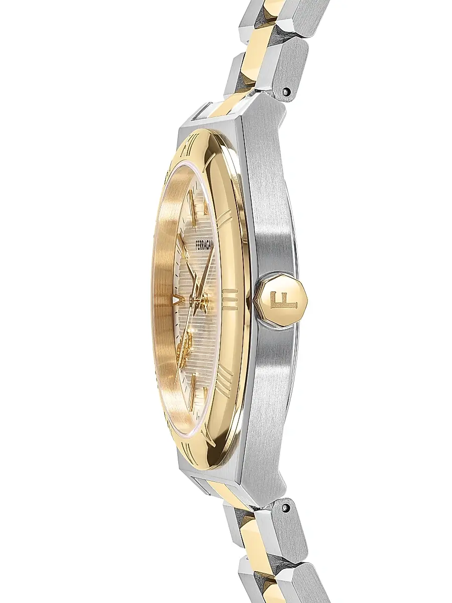 FERRAGAMO Men's Vega Upper East IP Yellow Gold & Stainless Steel Bracelet Watch/40MM - Two Tone | Thumbnail 3 FERRAGAMO Men's Vega Upper East IP Yellow Gold & Stainless Steel Bracelet Watch/40MM - Two Tone | Thumbnail 3