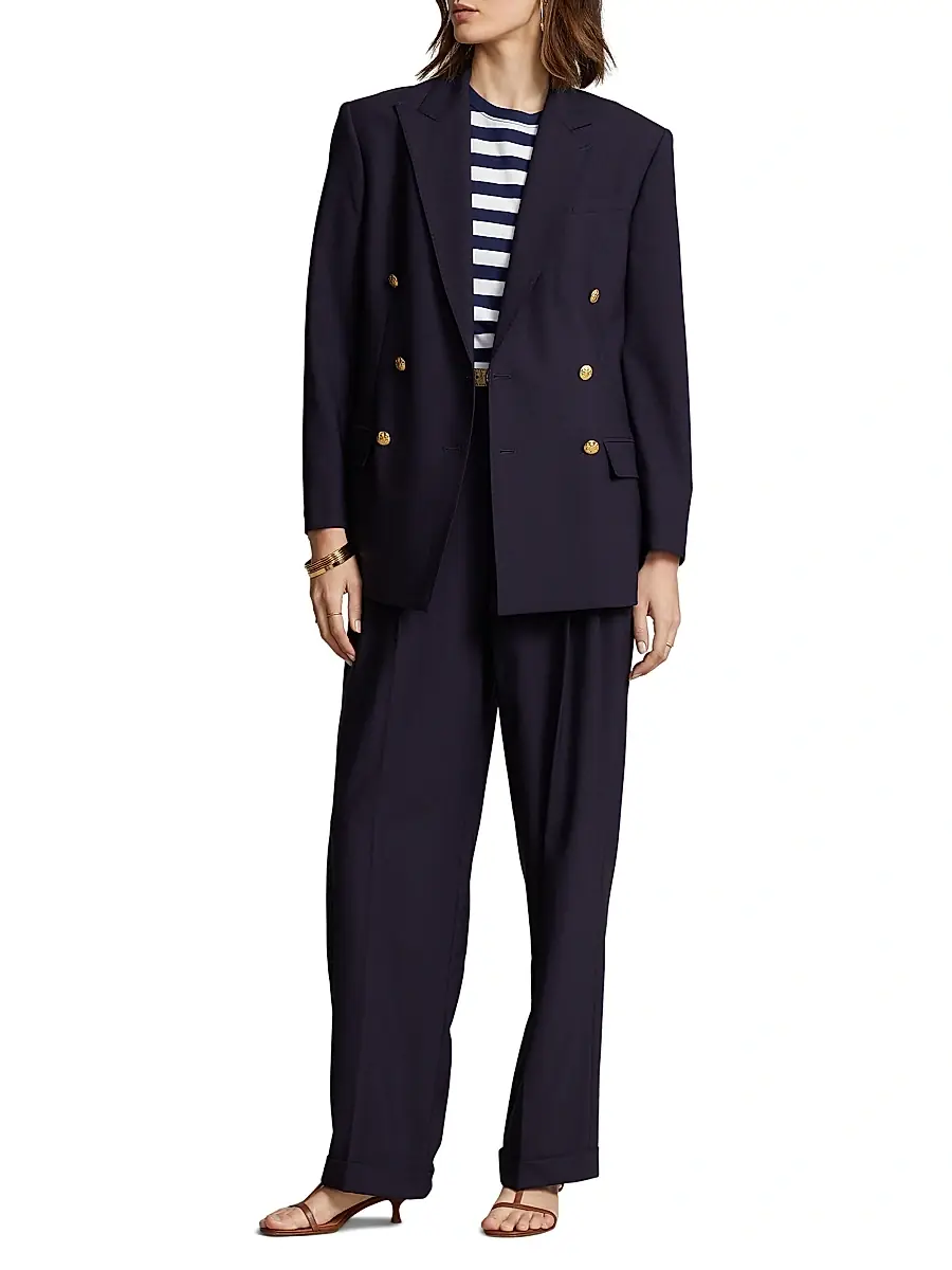 Polo Ralph Lauren Women's Double-Breasted Wool-Blend Blazer | Thumbnail 2 Polo Ralph Lauren Women's Double-Breasted Wool-Blend Blazer | Thumbnail 2