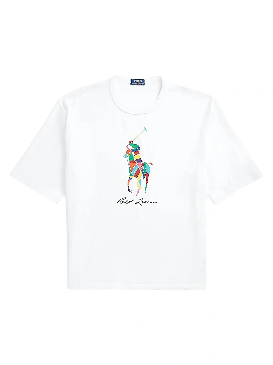 Polo Ralph Lauren Men's Colorblocked Big Pony Logo T-Shirt - White | Image 1 Polo Ralph Lauren Men's Colorblocked Big Pony Logo T-Shirt - White | Image 1
