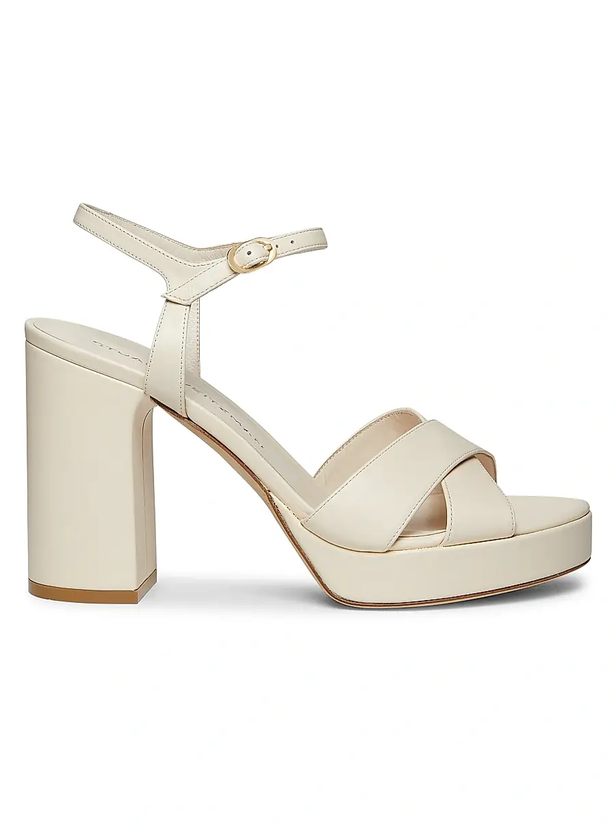 Stuart Weitzman Women's Dayna 100MM Metallic Leather Platform Sandals - Seashell | Image 1 Stuart Weitzman Women's Dayna 100MM Metallic Leather Platform Sandals - Seashell | Image 1