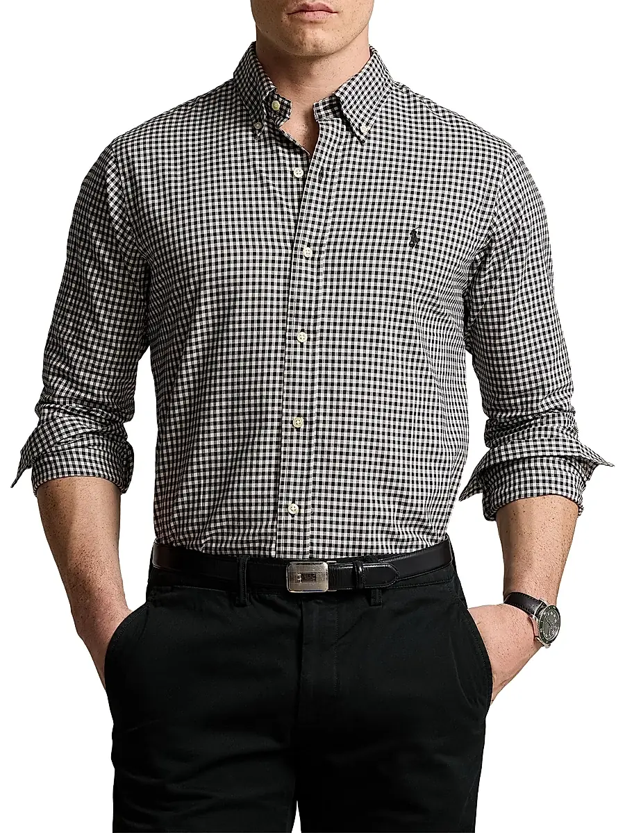 Polo Ralph Lauren Men's Classic-Fit Plaid Twill Button-Down Shirt - Nero Blanc | Thumbnail 3