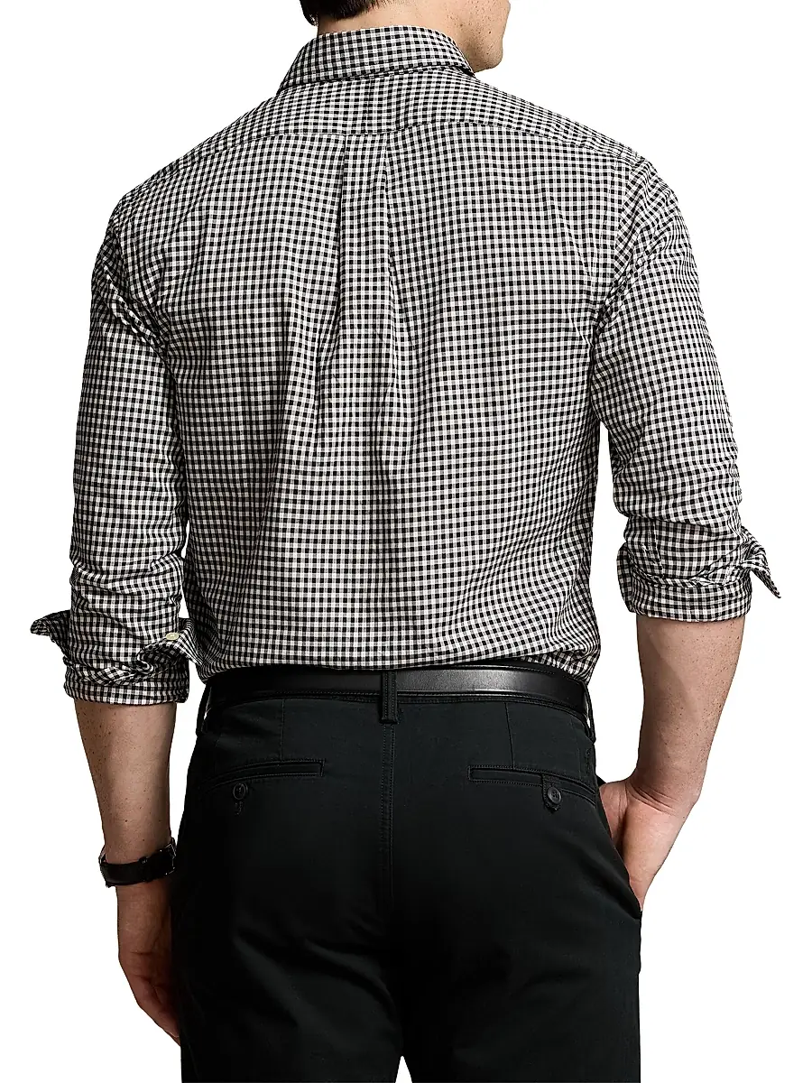 Polo Ralph Lauren Men's Classic-Fit Plaid Twill Button-Down Shirt - Nero Blanc | Thumbnail 4
