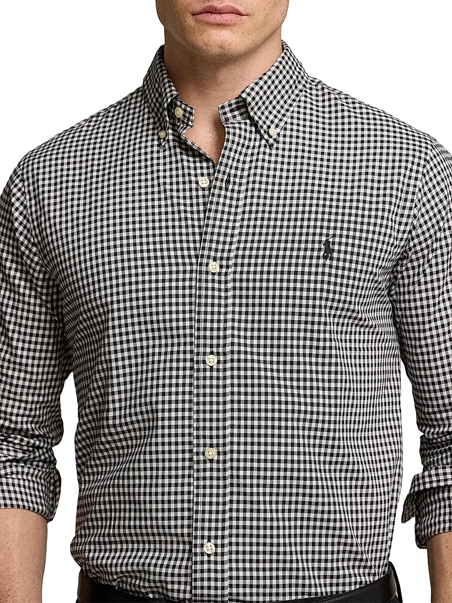 Polo Ralph Lauren Men's Classic-Fit Plaid Twill Button-Down Shirt - Nero Blanc | Thumbnail 6