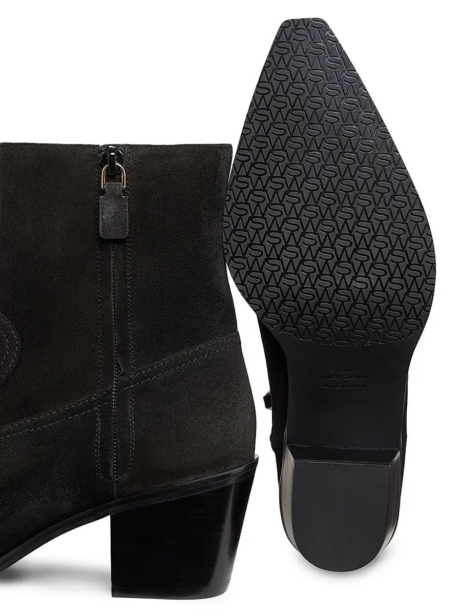 Stuart Weitzman Women's Tate 65MM Suede Ankle Booties - Black | Thumbnail 5 Stuart Weitzman Women's Tate 65MM Suede Ankle Booties - Black | Thumbnail 5