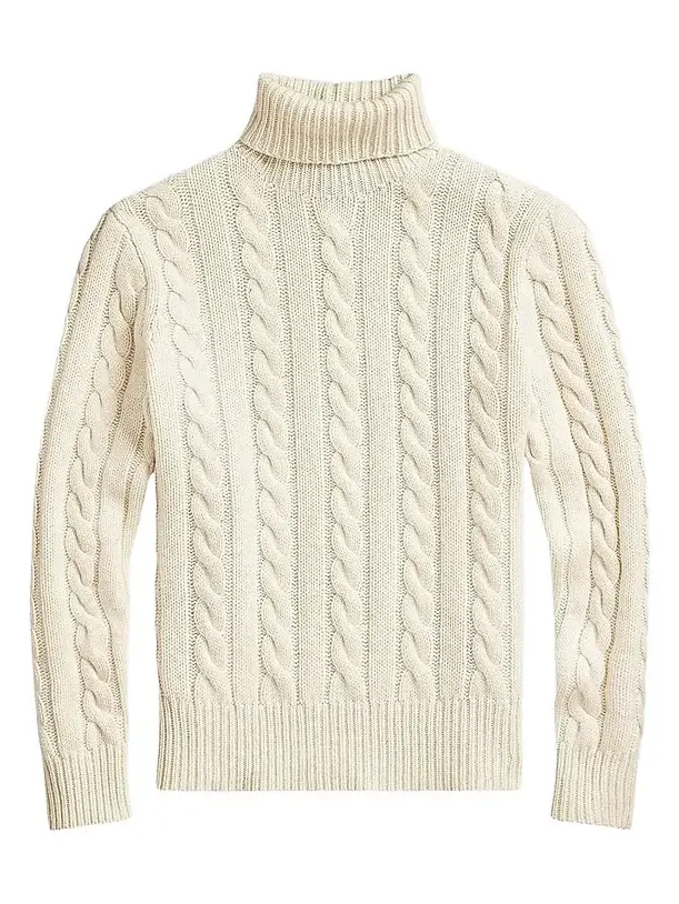 Polo Ralph Lauren Men's Cable-Knit Wool-Cashmere Turtleneck Sweater