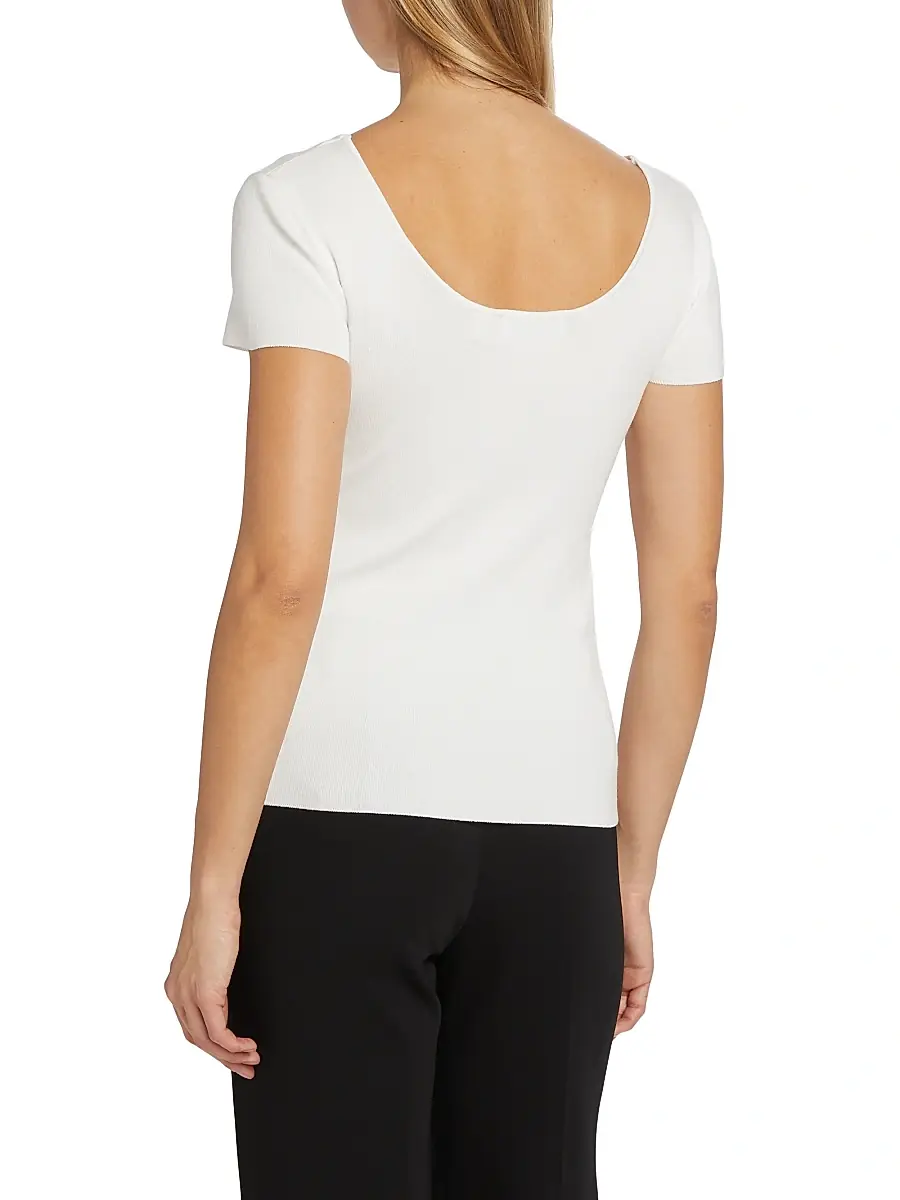 Elie Tahari Women's The Valentina Rib-Knit Top | Thumbnail 5 Elie Tahari Women's The Valentina Rib-Knit Top | Thumbnail 5