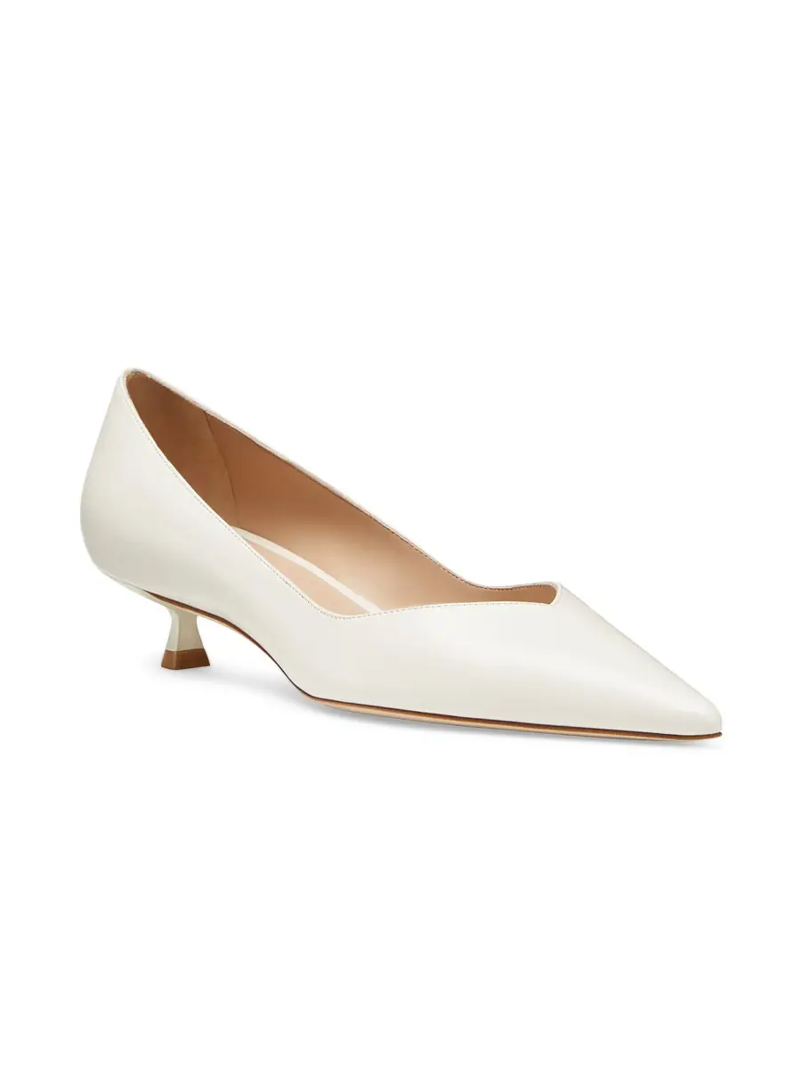 Women's Eva 35MM Leather Kitten-Heel Pumps - Cream Women's Eva 35MM Leather Kitten-Heel Pumps - Cream