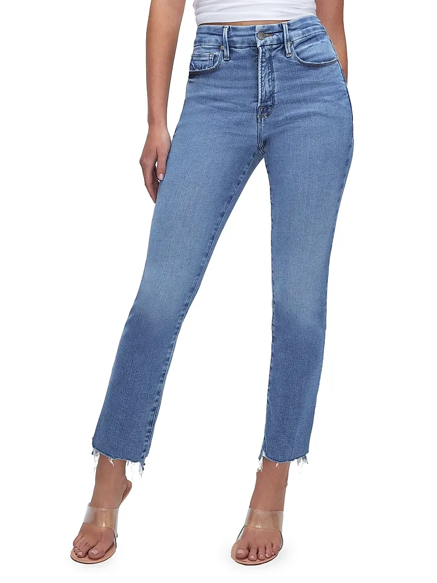 GOOD AMERICAN Women's Good Legs High-Rise Stretch Straight Ankle Jeans | Thumbnail 3 GOOD AMERICAN Women's Good Legs High-Rise Stretch Straight Ankle Jeans | Thumbnail 3