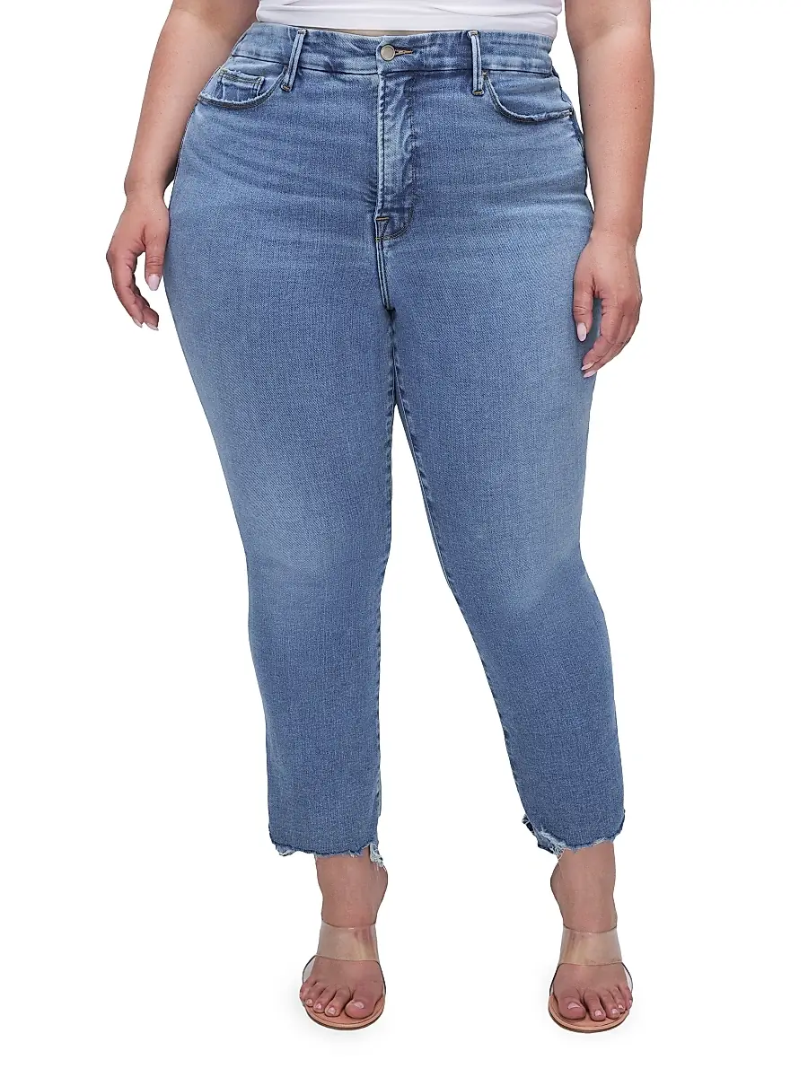 GOOD AMERICAN Women's Good Legs High-Rise Stretch Straight Ankle Jeans | Thumbnail 6 GOOD AMERICAN Women's Good Legs High-Rise Stretch Straight Ankle Jeans | Thumbnail 6
