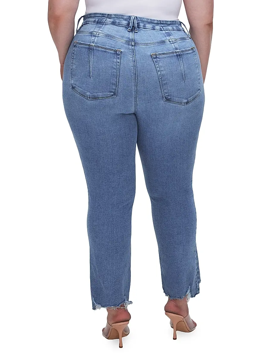 GOOD AMERICAN Women's Good Legs High-Rise Stretch Straight Ankle Jeans | Thumbnail 8 GOOD AMERICAN Women's Good Legs High-Rise Stretch Straight Ankle Jeans | Thumbnail 8