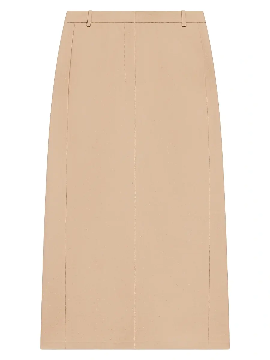 Theory Women's Wool-Blend Tailored Midi-Skirt - New Camel | Image 1 Theory Women's Wool-Blend Tailored Midi-Skirt - New Camel | Image 1
