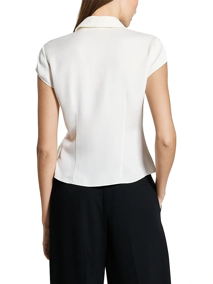 Theory Women's Cap-Sleeve Silk Button-Front Shirt | Thumbnail 5