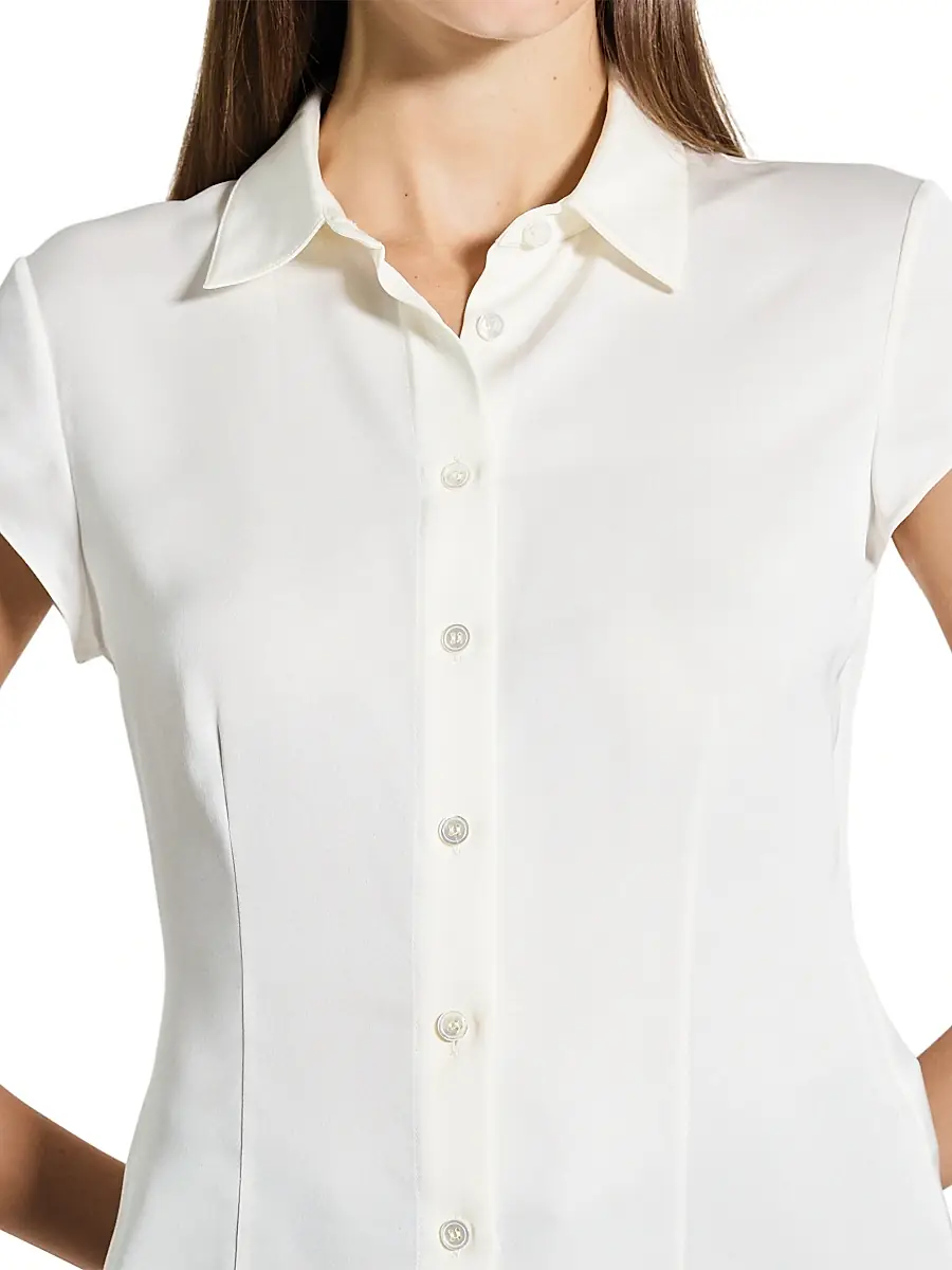 Theory Women's Cap-Sleeve Silk Button-Front Shirt | Thumbnail 6