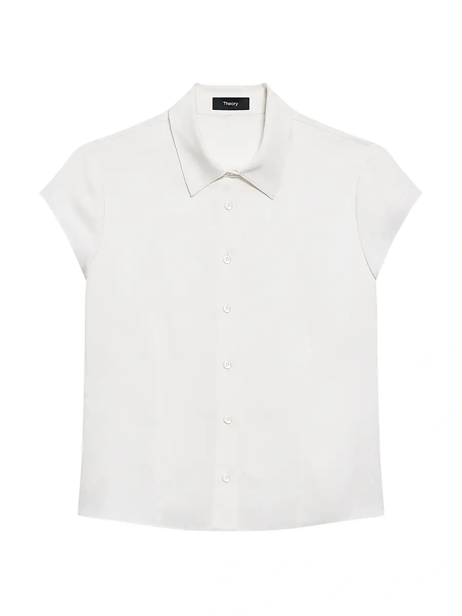 Theory Women's Cap-Sleeve Silk Button-Front Shirt