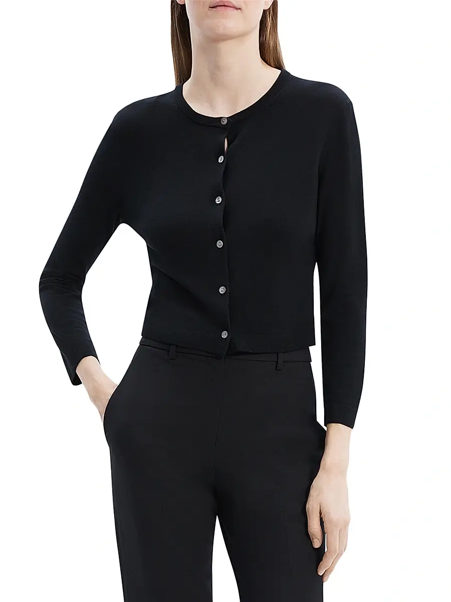 Theory Women's Merino Wool Crop Cardigan | Thumbnail 3