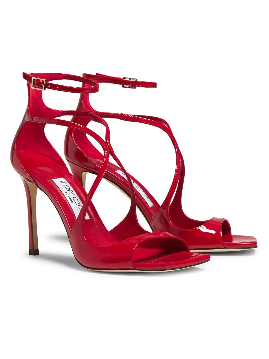 Jimmy Choo Women's Azia 95MM Patent Leather Sandals - Postbox Red | Thumbnail 1 Jimmy Choo Women's Azia 95MM Patent Leather Sandals - Postbox Red | Thumbnail 1