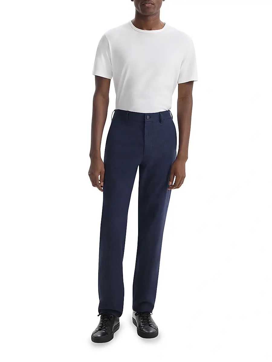 Theory Men's Rhodes Cotton-Twill Straight-Leg Pants - Baltic Melange | Thumbnail 2 Theory Men's Rhodes Cotton-Twill Straight-Leg Pants - Baltic Melange | Thumbnail 2