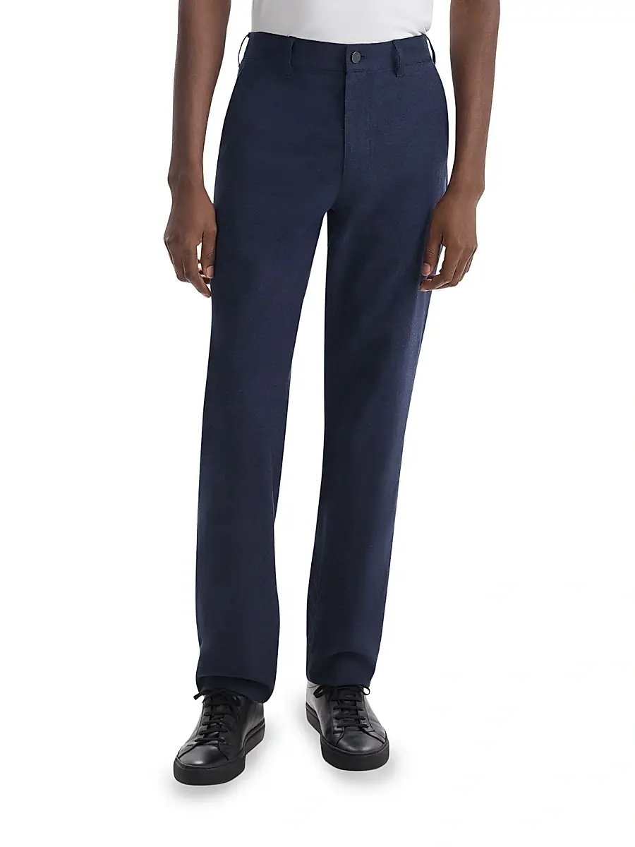 Theory Men's Rhodes Cotton-Twill Straight-Leg Pants - Baltic Melange | Thumbnail 3 Theory Men's Rhodes Cotton-Twill Straight-Leg Pants - Baltic Melange | Thumbnail 3