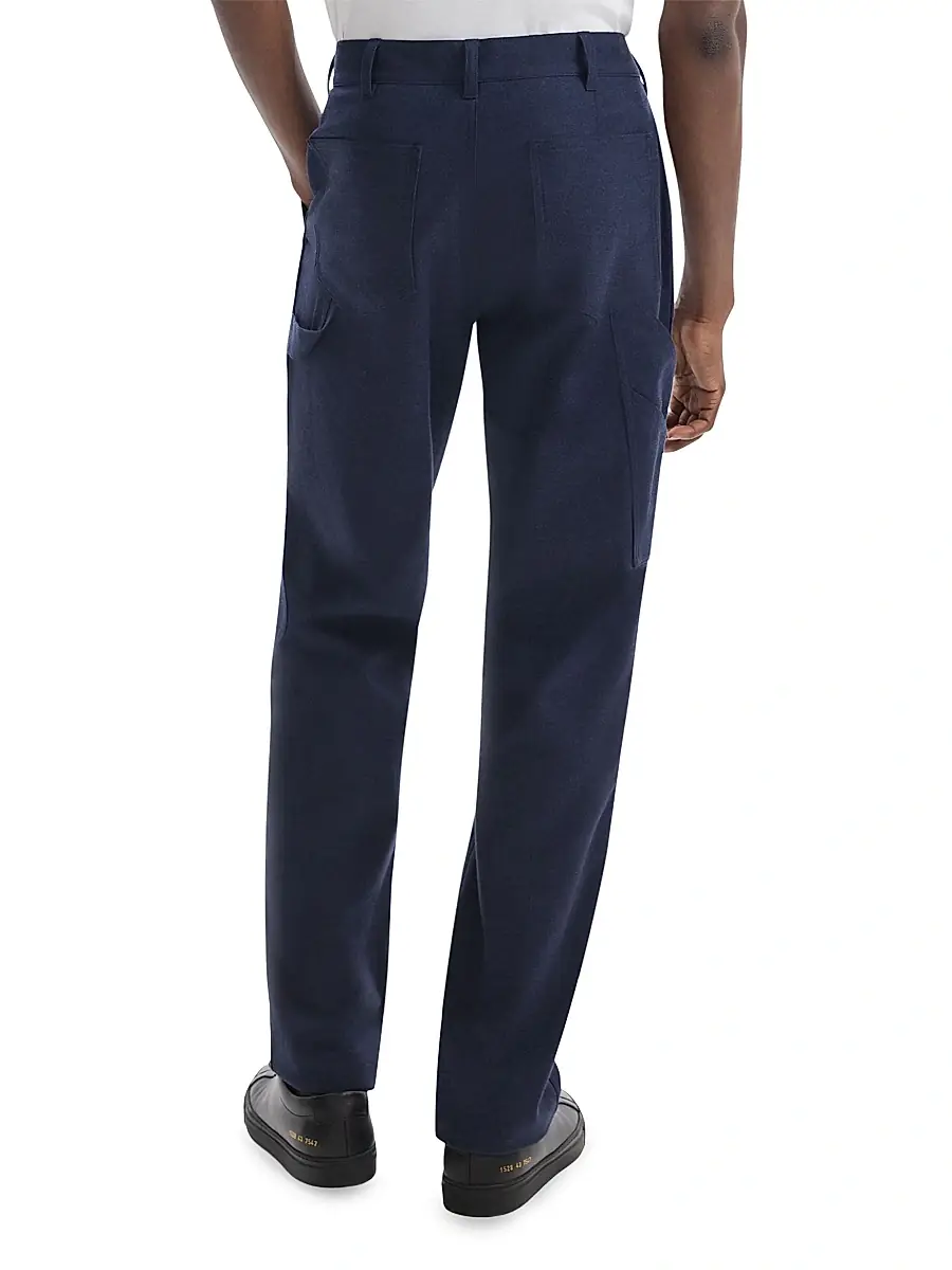 Theory Men's Rhodes Cotton-Twill Straight-Leg Pants - Baltic Melange | Thumbnail 4 Theory Men's Rhodes Cotton-Twill Straight-Leg Pants - Baltic Melange | Thumbnail 4