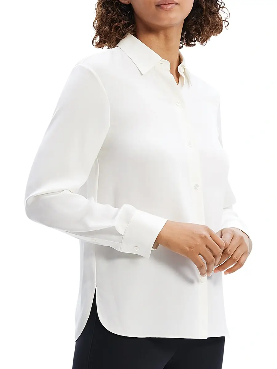 Theory Women's Straight Silk Button-Front Shirt | Thumbnail 4