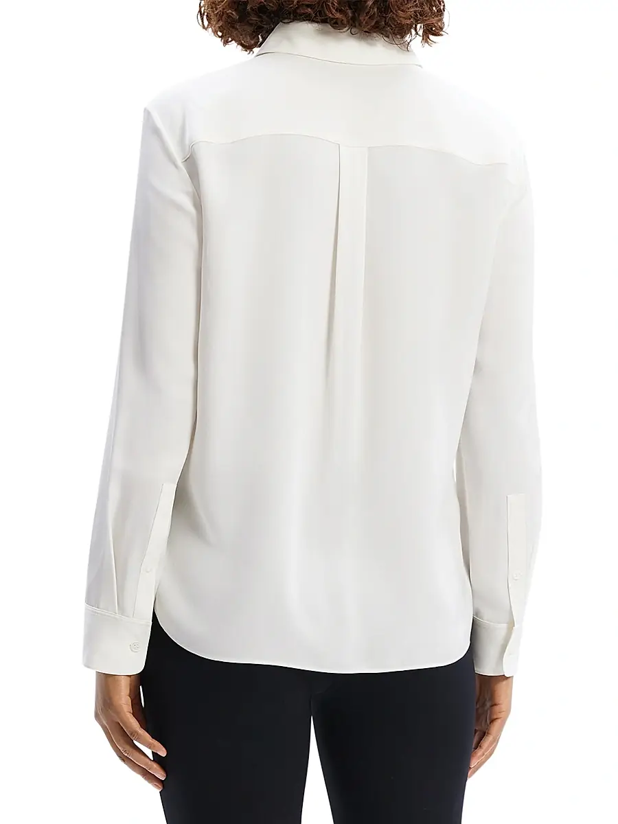 Theory Women's Straight Silk Button-Front Shirt | Thumbnail 5