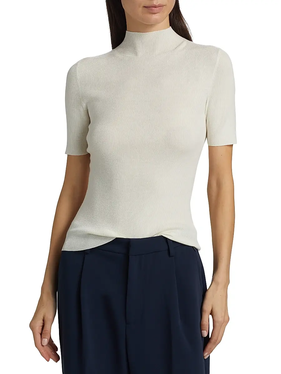 Theory Women's Leenda Merino Wool Short-Sleeve Sweater | Thumbnail 3 Theory Women's Leenda Merino Wool Short-Sleeve Sweater | Thumbnail 3