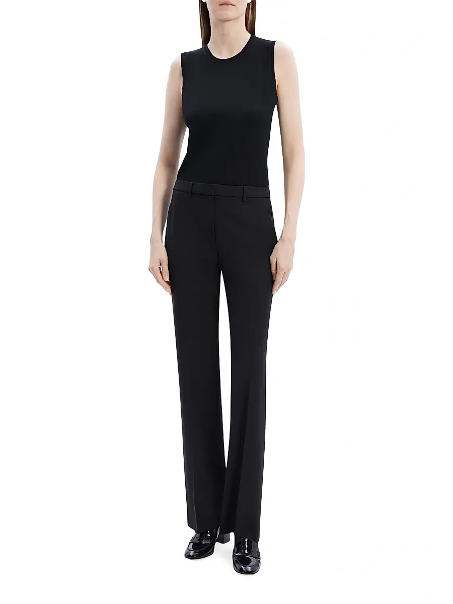 Theory Women's Stretch Wool Straight Full-Length Trousers | Thumbnail 2 Theory Women's Stretch Wool Straight Full-Length Trousers | Thumbnail 2