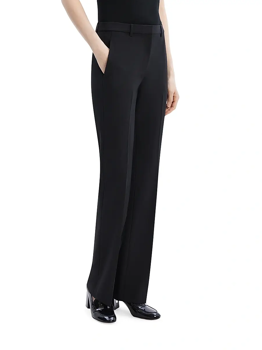 Theory Women's Stretch Wool Straight Full-Length Trousers | Thumbnail 4 Theory Women's Stretch Wool Straight Full-Length Trousers | Thumbnail 4